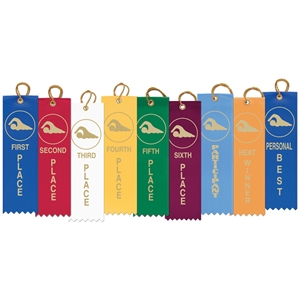 1-5/8" x 6" Swimming Stock Square Top Ribbons