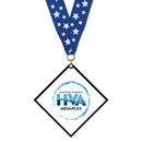 3-1/2" Standard Shape Custom Black Acrylic Medal With Any Grosgrain Neck Ribbon