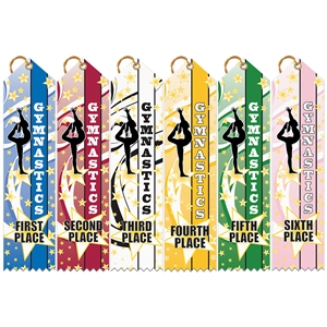 2" x 8" Multicolor Gym Star Point Top Ribbons