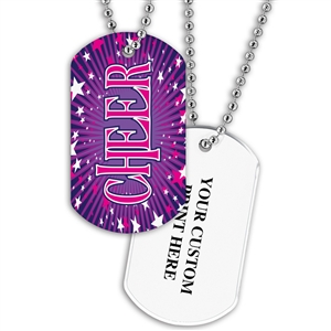 Full Color Dog Tags w/ Cheer Stock Designs & Print on Back