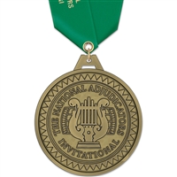 3" HH Medal w/ Solid Color Satin Neck Ribbon