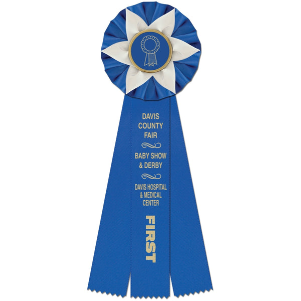 Ewell 3 Rosette Award Ribbon, 4-1/2" Top