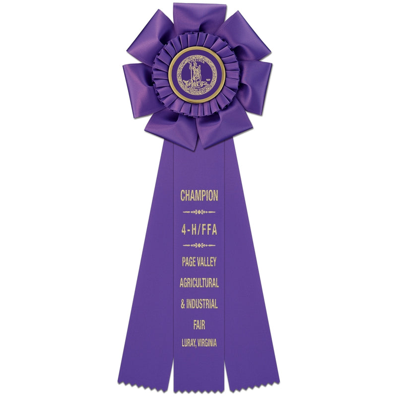 Peerless 3 Rosette Award Ribbon 5-1/2" Top