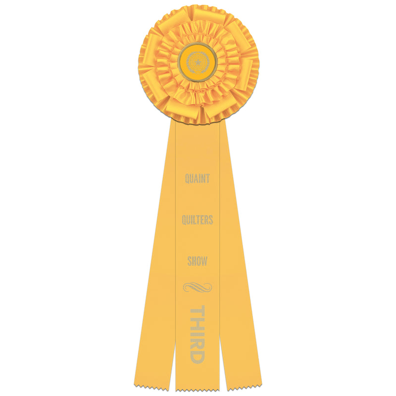 Marlow 3 Rosette Award Ribbon, 6-1/2" Top