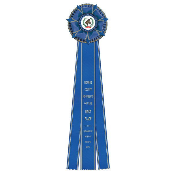 Berkshire 3 Rosette Award Ribbon, 6-1/2" Top