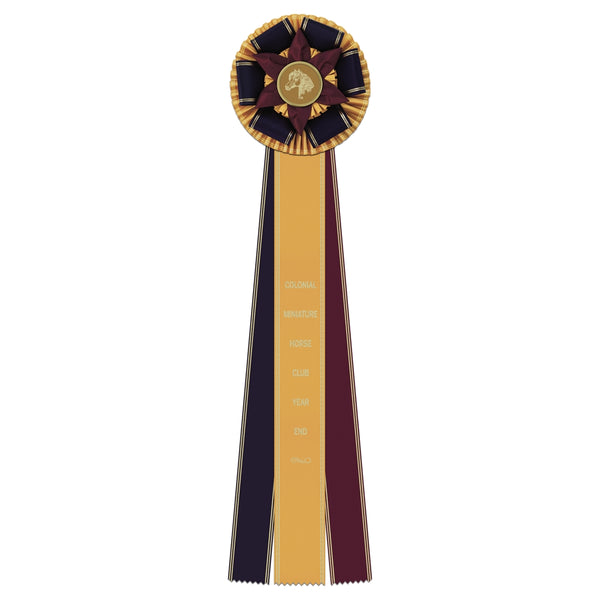 Hampton 3 Rosette Award Ribbon, 6-1/2" Top