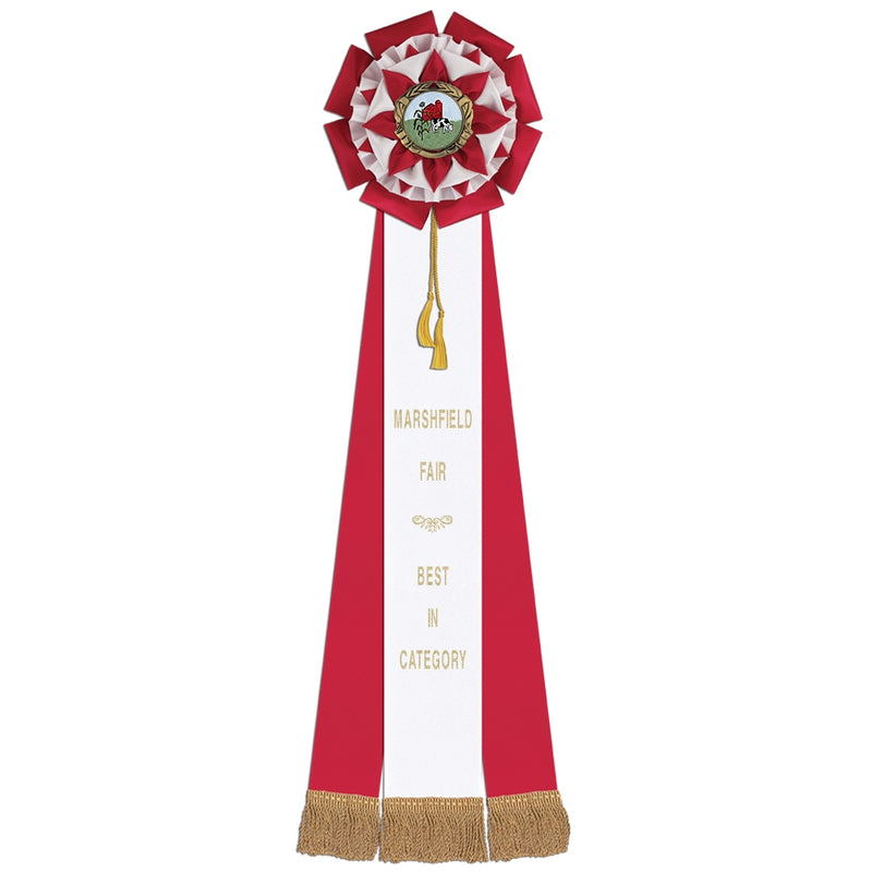 Barnes 3 Rosette Award Ribbon, 8" Top