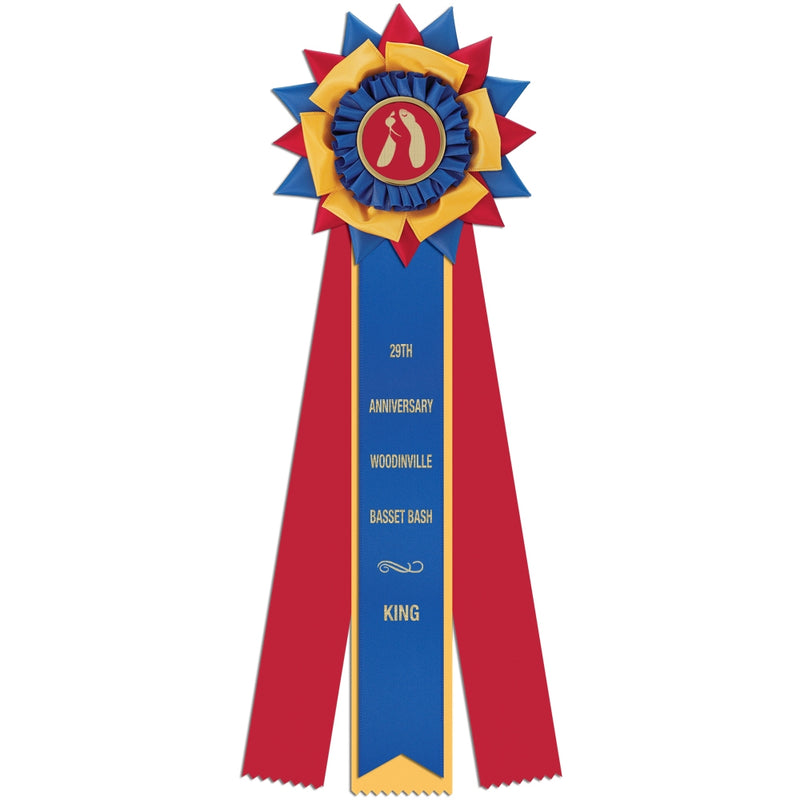 Amesbury 3 Rosette Award Ribbon, 6" Top