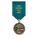 1-1/2" Medal MX Award Medal With Satin Drape Ribbon
