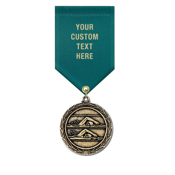 1-1/2" Medal MX Award Medal With Satin Drape Ribbon