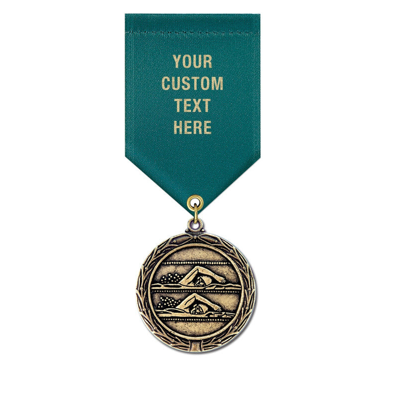 1-1/2" Medal MX Award Medal With Satin Drape Ribbon