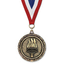 2-1/4" Stock LX Award Medal With Red/White/Blue or Year Grosgrain Neck Ribbon