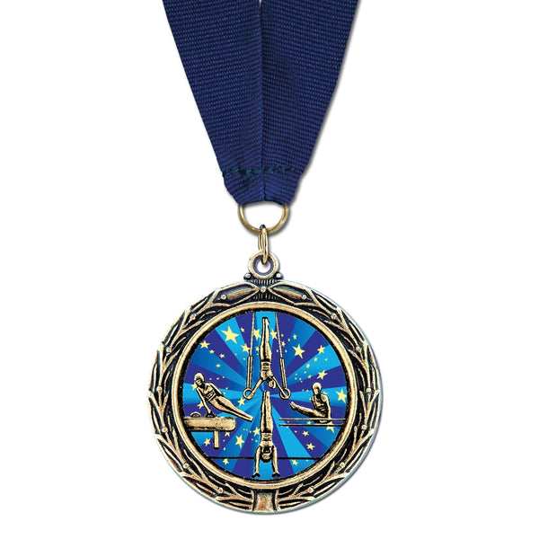 2-1/4" Custom LXC Color Fill Award Medal With Grosgrain Neck Ribbon