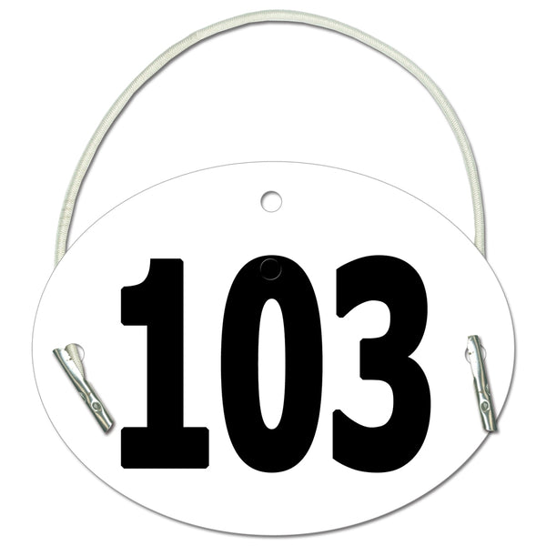 Stock Oval Exhibitor Number With Elastic