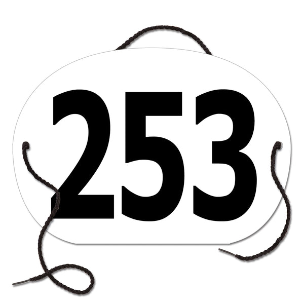 Stock Large Oval Exhibitor Number With String