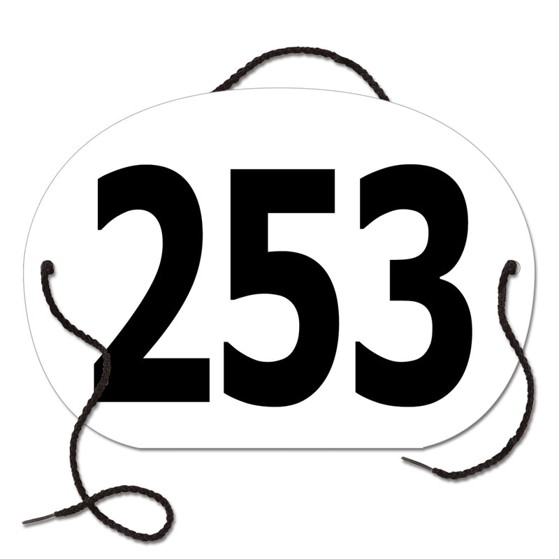 Stock Large Oval Exhibitor Number With String