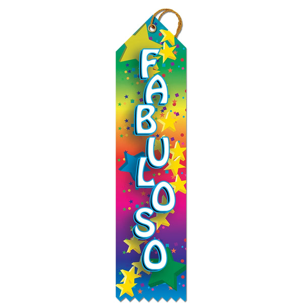 2" X 8" Stock Multicolor Point Top Fabuloso Award Ribbon