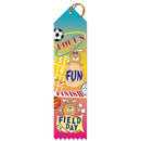 2" X 8" Stock Multicolor Point Top Focus, Fun, Finish, Field Day Award Ribbon