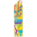 2" X 8" Stock Multicolor Point Top Get A Grip Gymnastics Award Ribbon