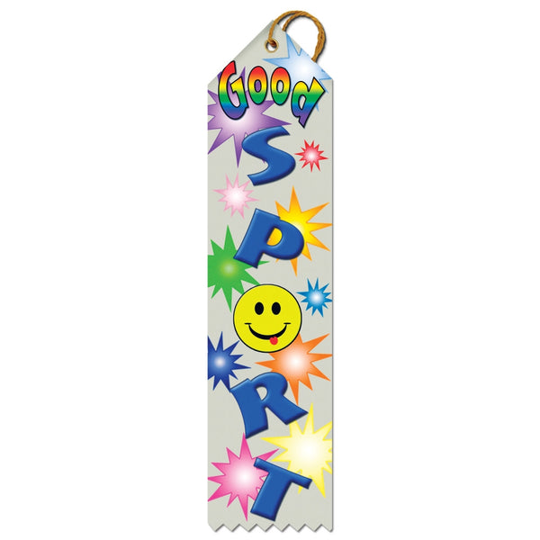 2" X 8" Stock Multicolor Point Top Good Sport Award Ribbon