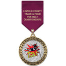 2-5/8" Custom GFL Award Medal With Satin Drape Ribbon