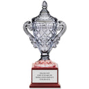 15-1/2" Custom Engraved Optical Crystal Award With Rosewood Base