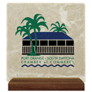 6" x 6" Custom Large Tumbled Stone Plaque With Walnut Base