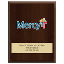 7" x 9" Custom Full Color Cherry Plaque With Engraved Plate