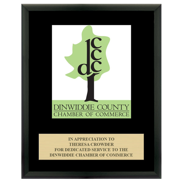 8" x 10" Custom Full Color Black Plaque With Engraved Plate