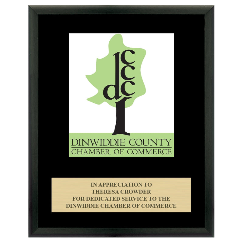 8" x 10" Custom Full Color Black Plaque With Engraved Plate
