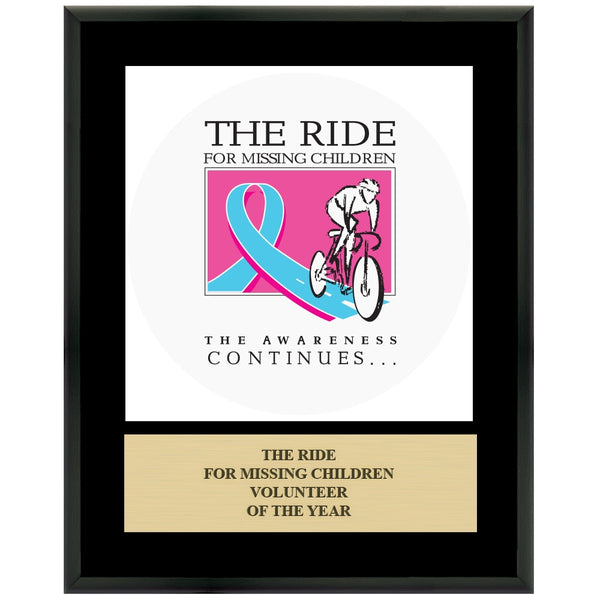 12" x 15" Custom Full Color Black Plaque With Engraved Plate