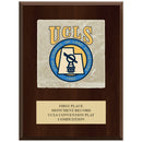 7" x 9"  Full Color Award Plaque  - Cherry Finish With Tumbled Stone Tile & Engraved Plate