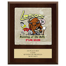 8" x 10"  Full Color Award Plaque  - Cherry Finish With Tumbled Stone Tile & Engraved Plate