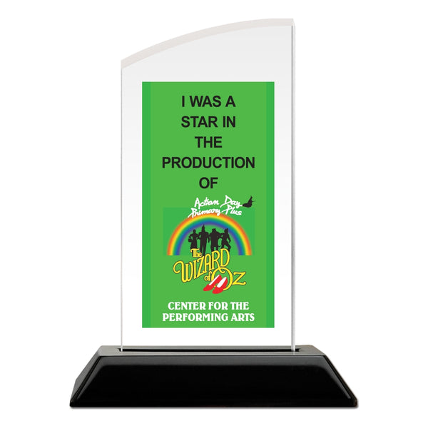6-1/4" Custom Full Color Swatch Acrylic Award With Black Base