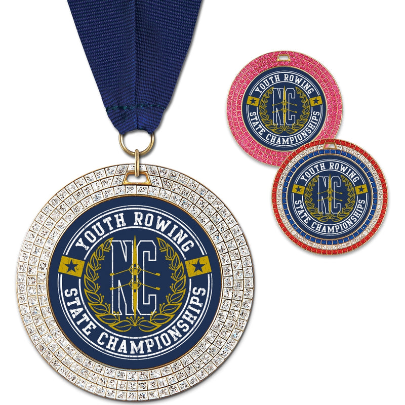 2-3/4" Custom GGM Award Medal With Grosgrain Neck Ribbon
