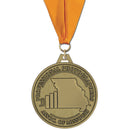 2-1/2" HS Custom Award Medal With Grosgrain Neck Ribbon