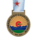3-1/2" HE Medal With Custom Printed Looped Millennium Neck Ribbon