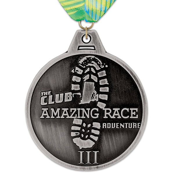 3-1/2" HE Medal With Custom Printed V-Stitched Millennium Neck Ribbon