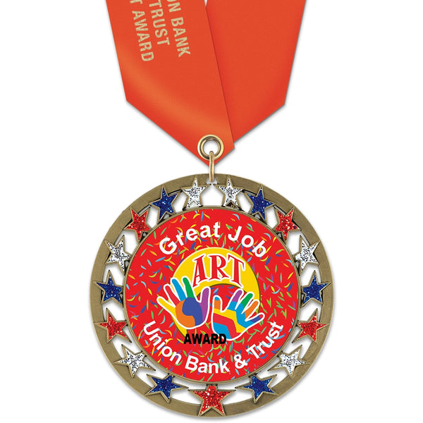 2-3/4" Custom RSG Award Medal With Satin Neck Ribbon