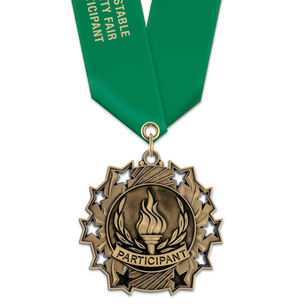 2-1/4" Stock TS Award Medal With Custom Satin Neck Ribbon