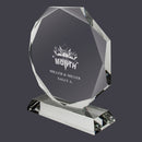 7" x 6-1/4" Custom Engraved Octagon Optical Crystal With Attached Base