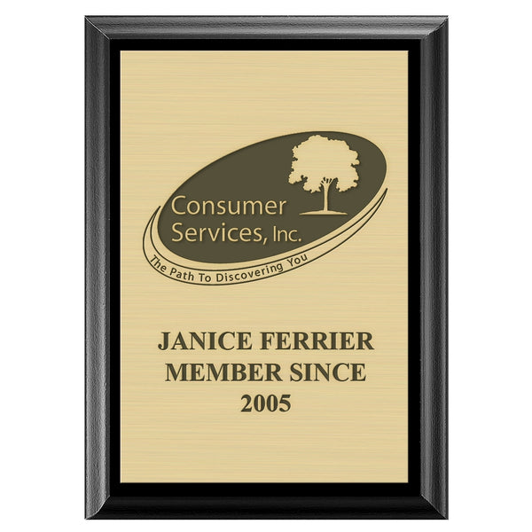 5" x 7"  Award Plaque - Black With Engraved Plate