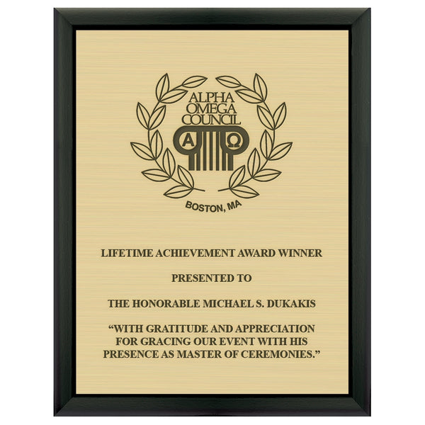7" x 9"  Award Plaque - Black With Engraved Plate