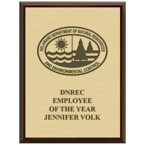 9" x 12" Custom Cherry Plaque With Engraved Plate