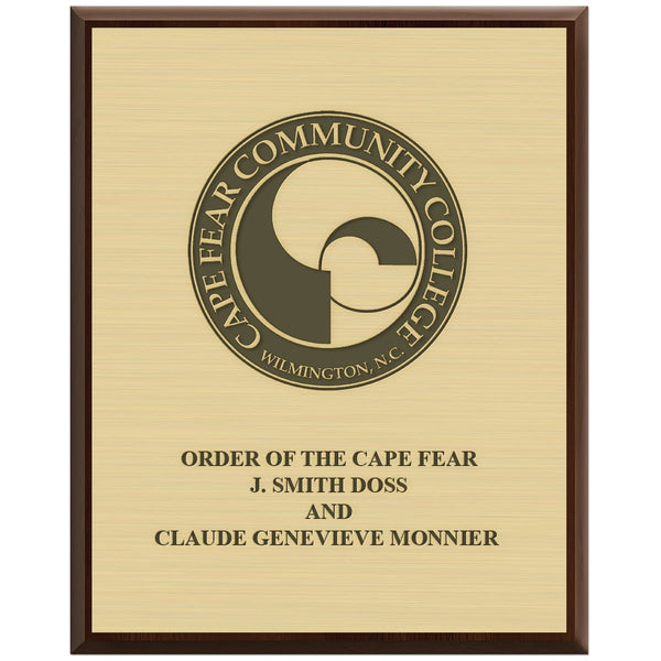 12" x 15" Custom Cherry Plaque With Engraved Plate