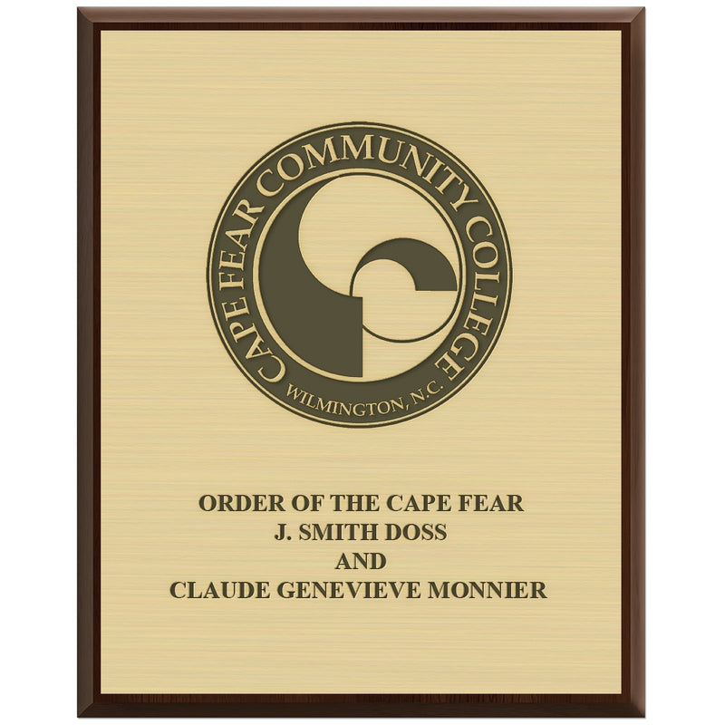 12" x 15" Custom Cherry Plaque With Engraved Plate