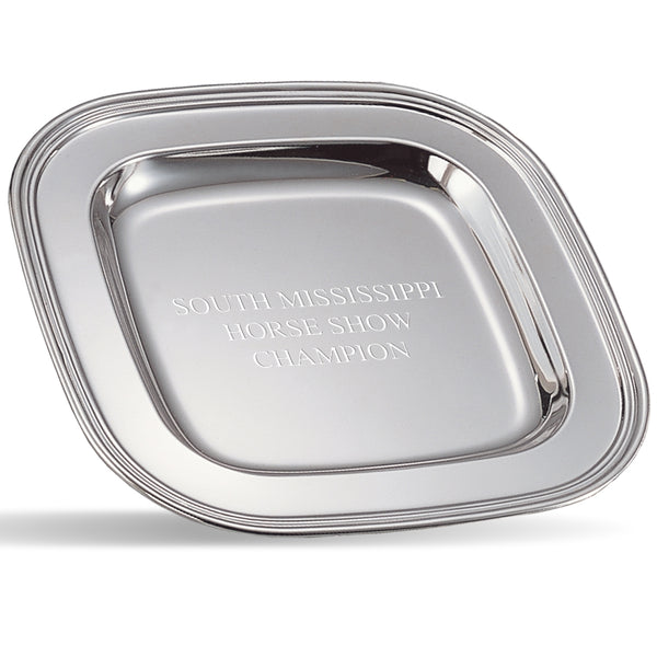 8" Silver Square Award Tray