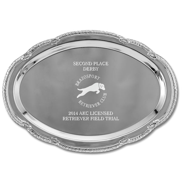 9" x 6-1/2" Scalloped Oval Award Tray