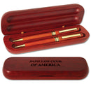 4-1/2" x 3" Rosewood Pen and Pencil Set - Engraved Case
