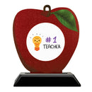 5" Apple Shape Birchwood Award Trophy With Black Base